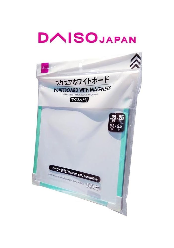 Daiso لوحة بيضاء مربعة من دايسو مع مغناطيس - 25x25 سم (9.8x9.8 بوصة) - إطار أخضر - Image 3